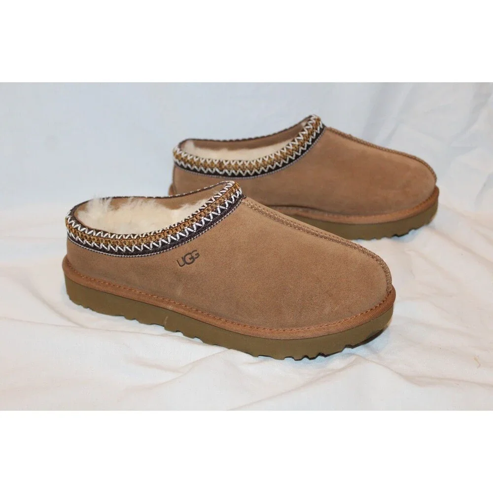 UGG MEN'S TASMAN II SUEDE SHEARLING LINED CLOG SLIPPERS CHESTNUT 11
